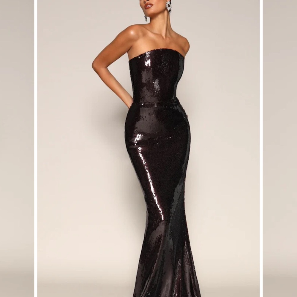 Glamorous Strapless dark plum Sequin Dress size 6 NWT